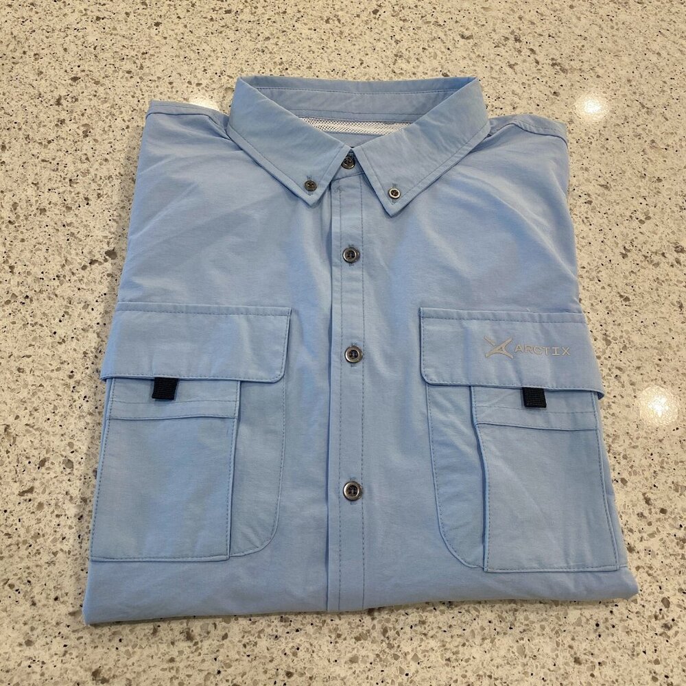 Arctix Men’s Long Sleeve Camp Shirt Blue Outdoor Fishing Hiking UPF 50 NWT Sz L